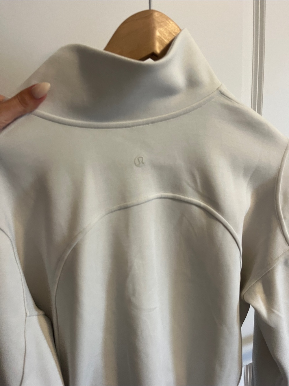 lululemon athletica Light Cream Softstreme Half-Zip Cropped Pullover - Picture 2 of 4